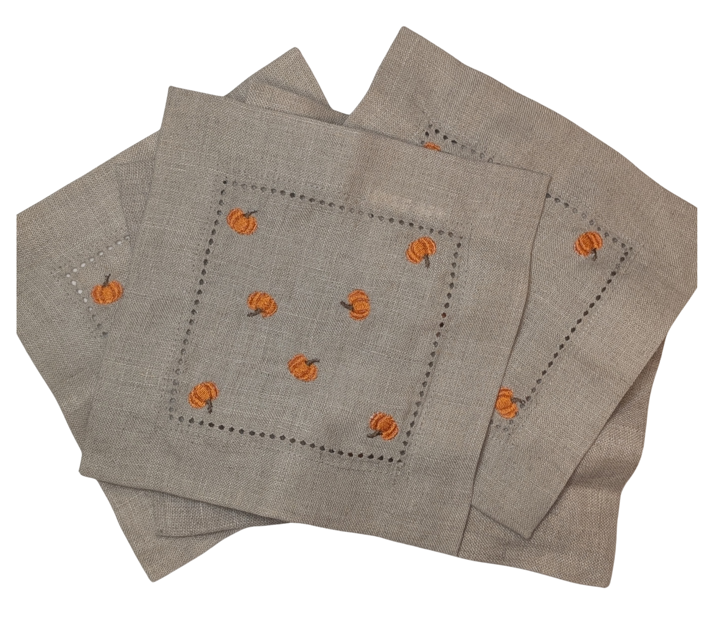 Tiny Pumpkins Cocktail Napkins - Set of 6 Natural Tan