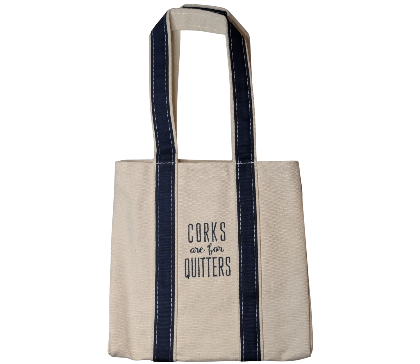 Corks Are For Quitters 4 Bottle Wine Tote - Navy