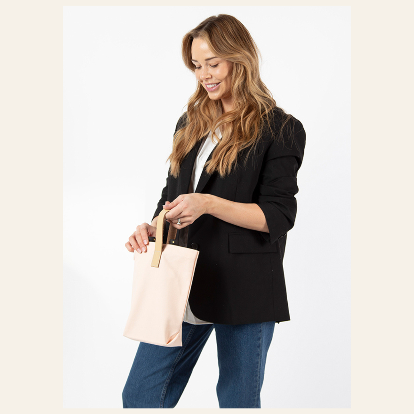 Essentials 2 Bottle Wine Tote - Pink W/ Leather Handle