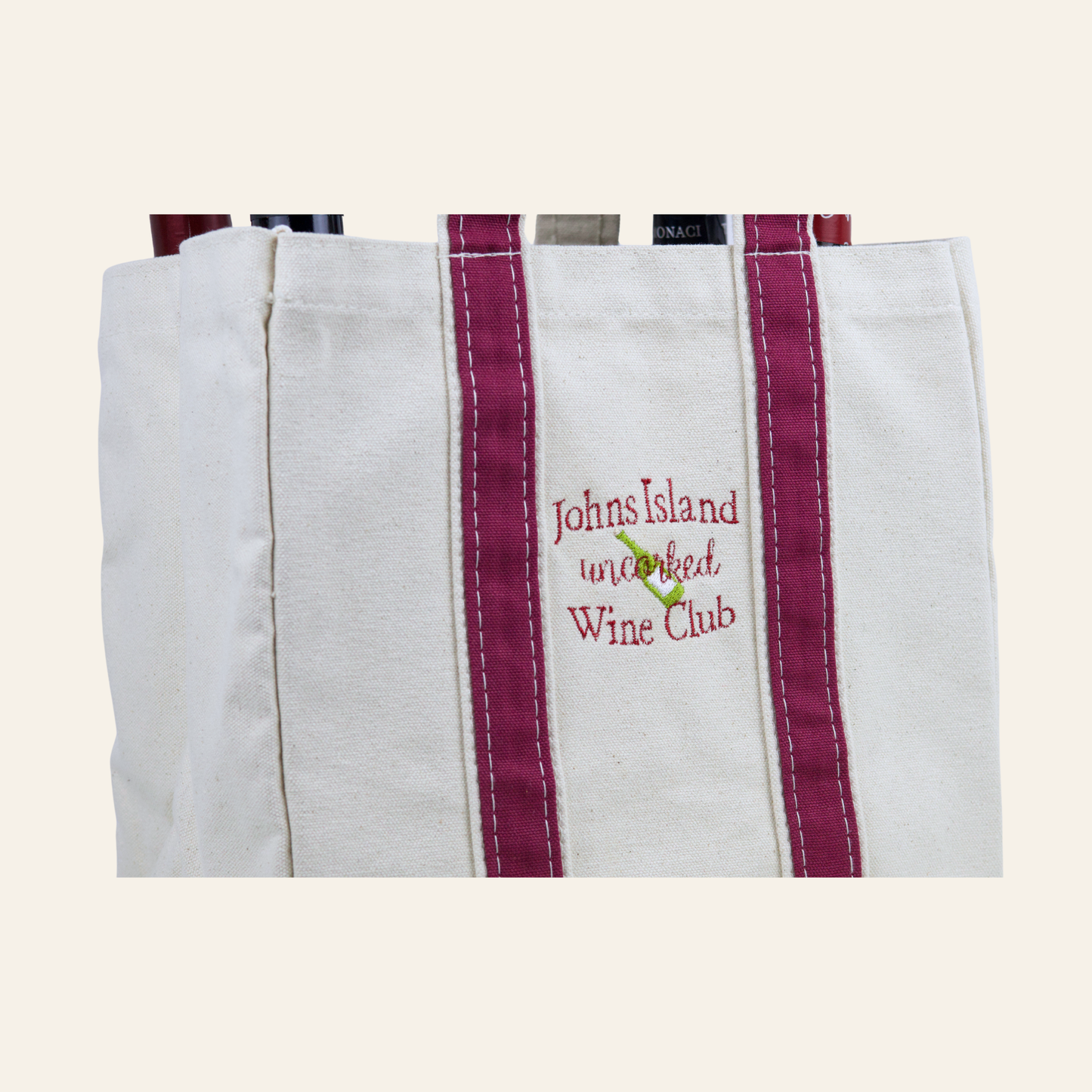 JI Wine Club 4 Bottle Wine Tote - Maroon