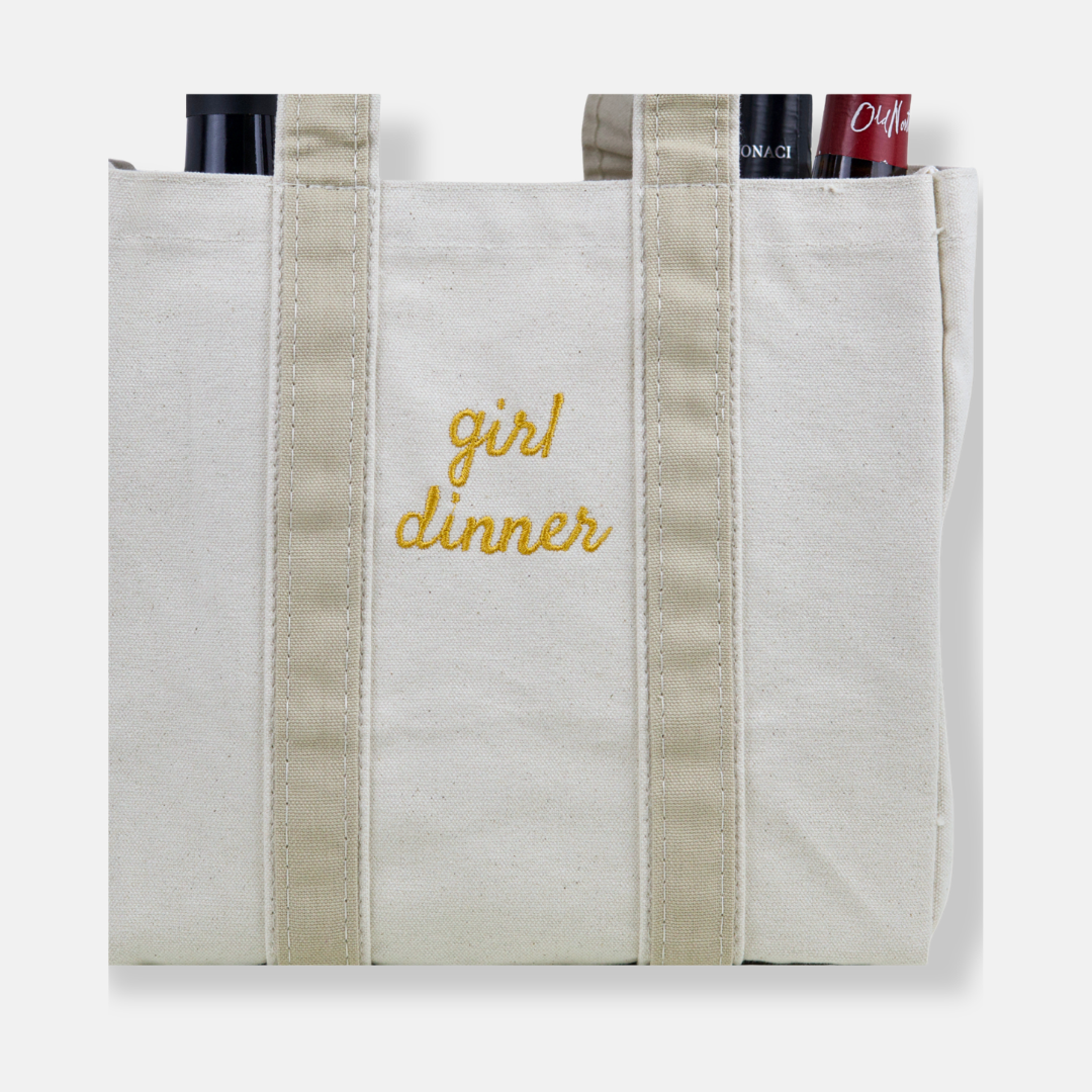 Girl Dinner 4 Bottle Wine Tote - Safari