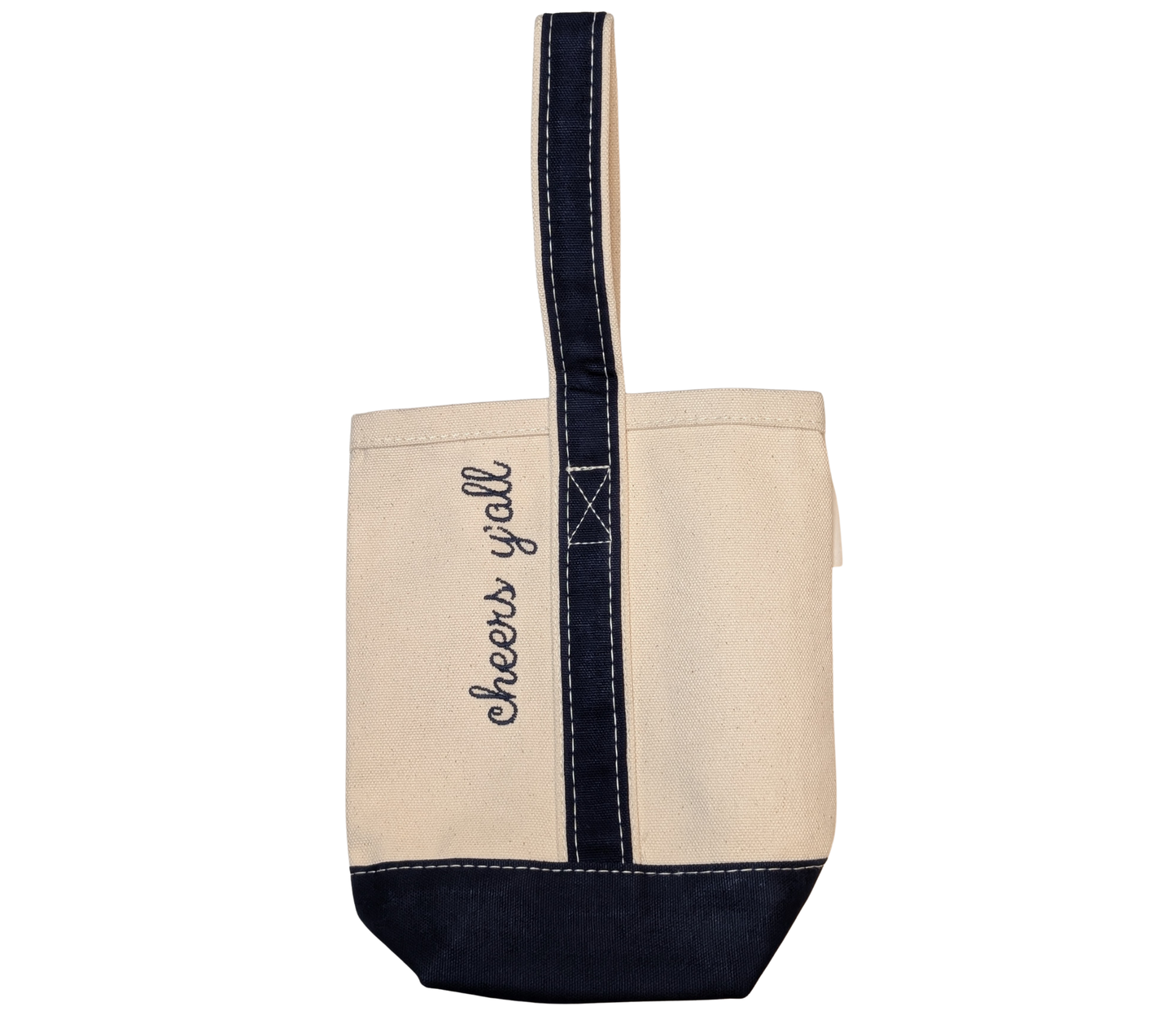 Cheers Y'all 2 Bottle Wine Tote - Navy