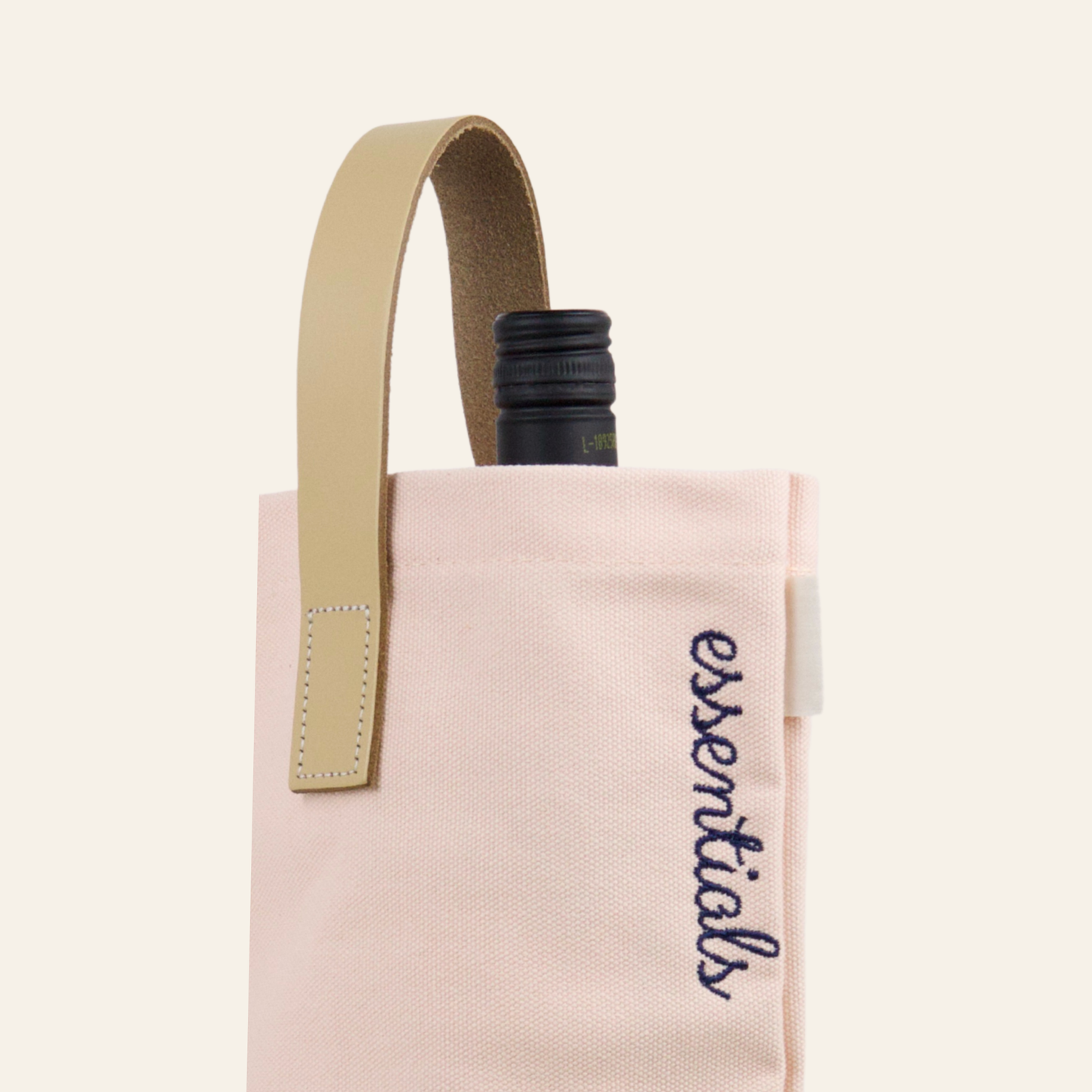Essentials 2 Bottle Wine Tote - Pink W/ Leather Handle