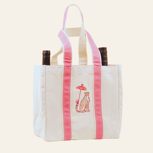 Leopard Four Bottle Wine Tote