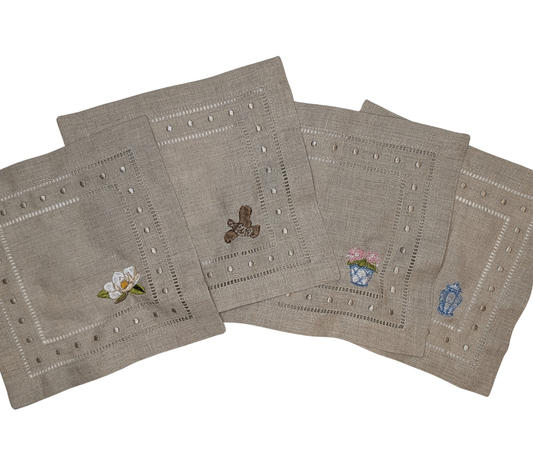 Southern Set Cocktail Napkins - Set of 4 Natural Tan