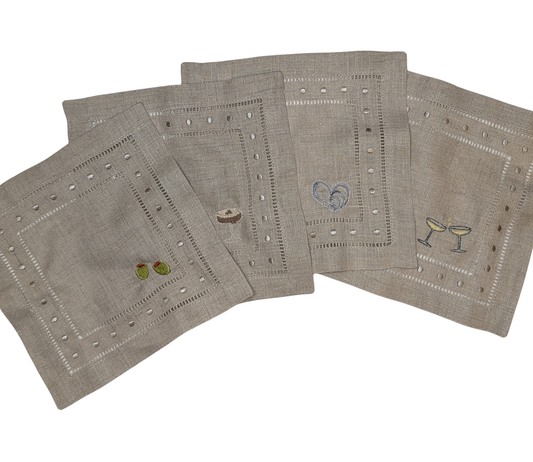 Cocktail Hour Cocktail Napkins - Set of 4 Natural Tan