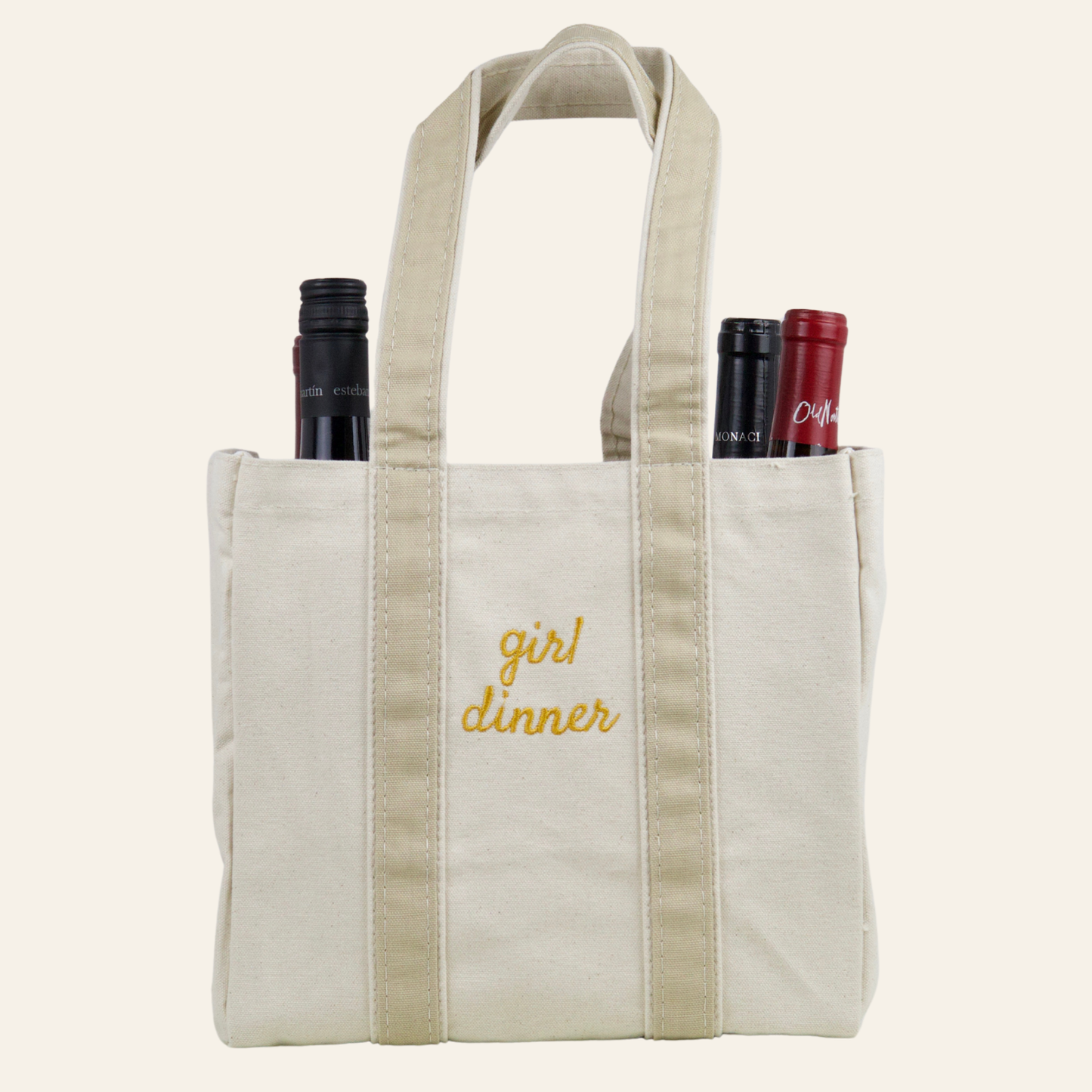 Girl Dinner 4 Bottle Wine Tote - Safari