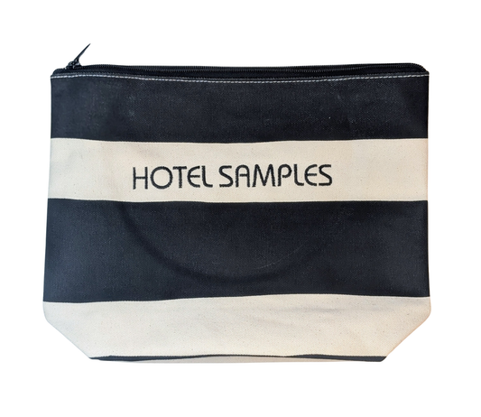 Hotel Samples Canvas Tolietry Bag  - Large Blk & White