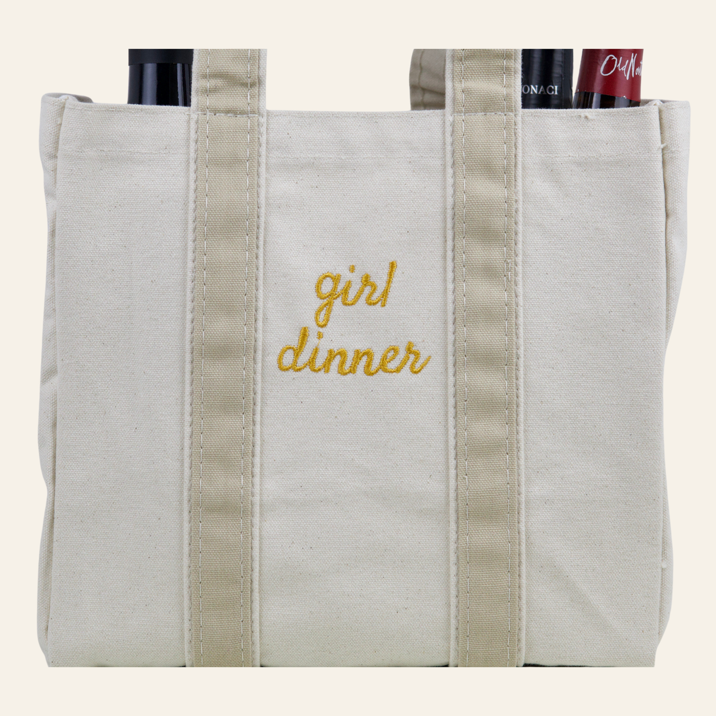 Girl Dinner 4 Bottle Wine Tote - Safari