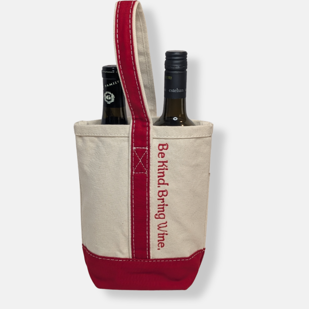 Be Kind. Bring Wine. 2 Bottle Wine Tote