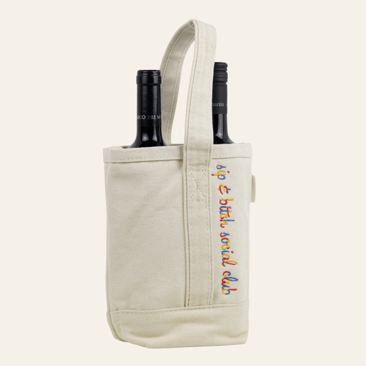 Sip & Bitch Social Club 2 Bottle Wine Tote - Natural