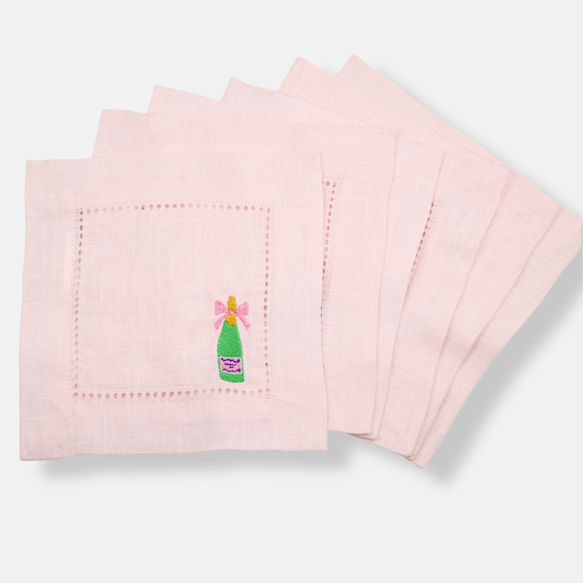 Bubbly & Bowed Cocktail Napkin - Set of 6 Pink