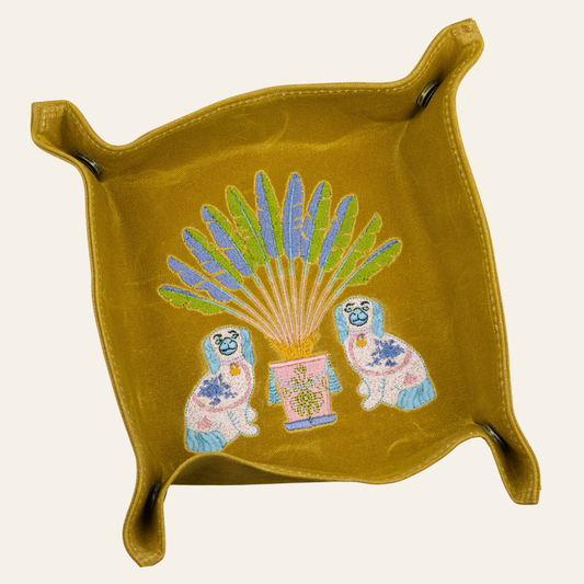 Waxed Canvas Tray W/Dogs & Palm